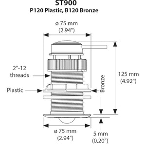 Raymarine ST900 Speed/Temp Low Profile Bronze Thru-Hull with 13.7m Cable